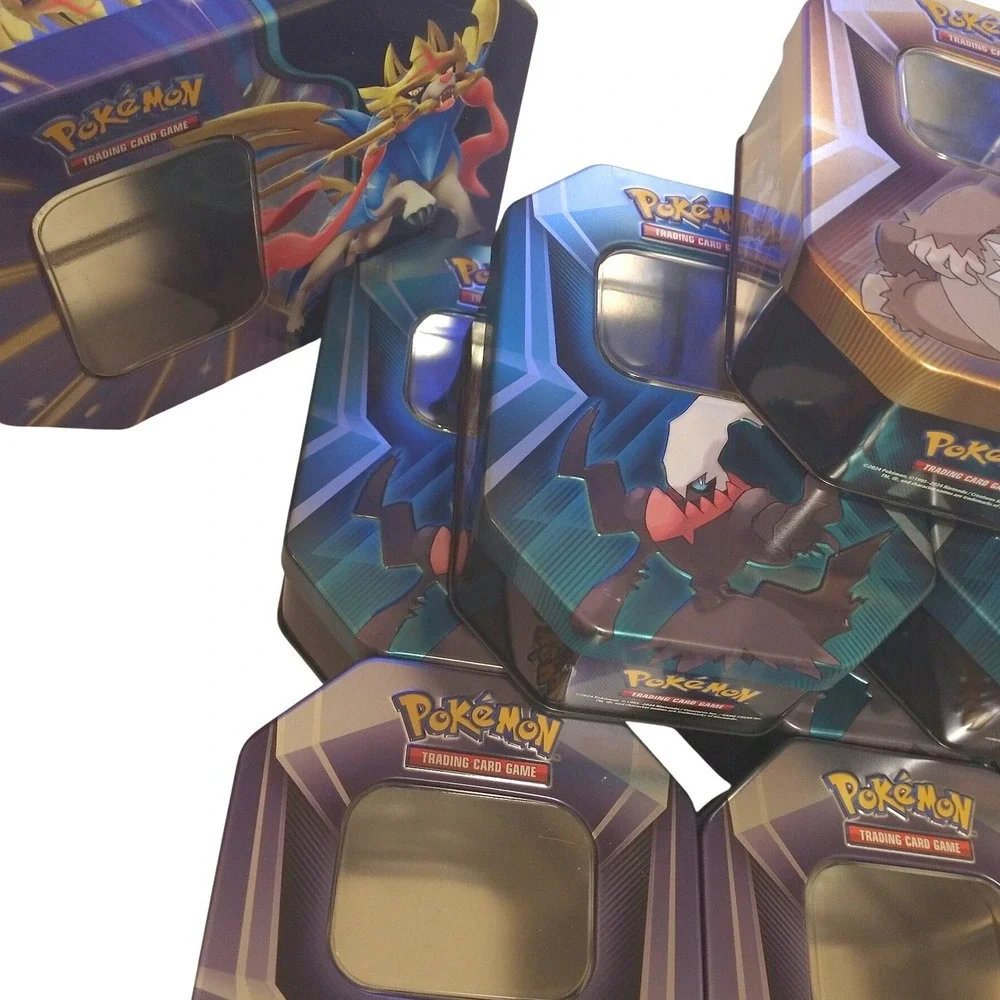 Pokemon TCG Empty Poke Tins Lot of 11 Various Sizes Storage Containers